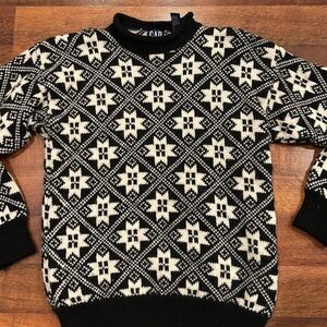 GAP Heavyweight 100% WOOL Vintage Snowflake Nordic Fair Isle Knit Ski Sweater M